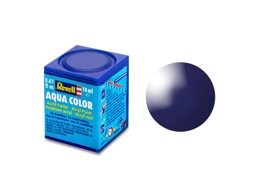 Vopsea acrilică, Revell, Aqua Color, Albastru Midnight Gloss, 18 ml