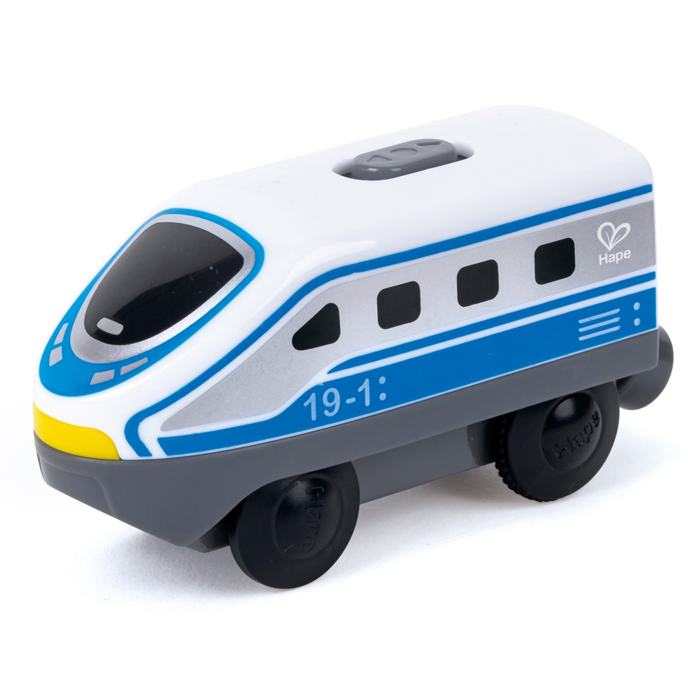 Locomotiva interurbana cu baterie, Hape, 12 x 4 x 5 cm, Albastru