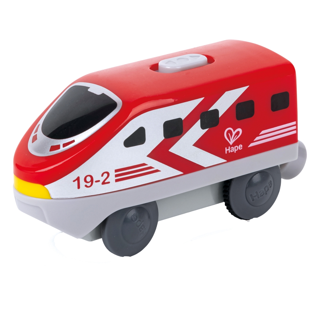 Locomotiva interurbana cu baterie, Hape, 12 x 4 x 5 cm, Rosu