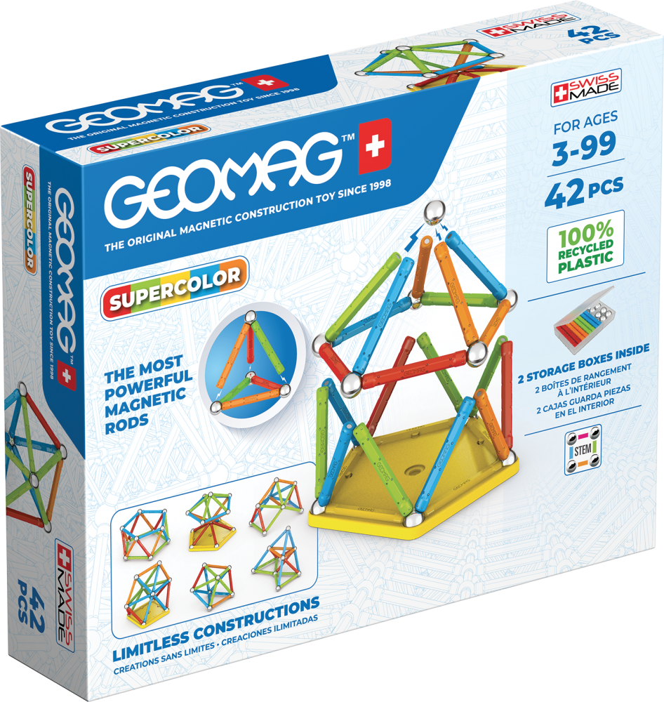 Set de constructie Geomag 383, Super Color 42 piese