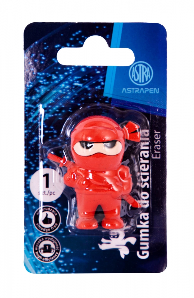 Radiera ASTRA Ninja, mix culori, 4,5cm, blister