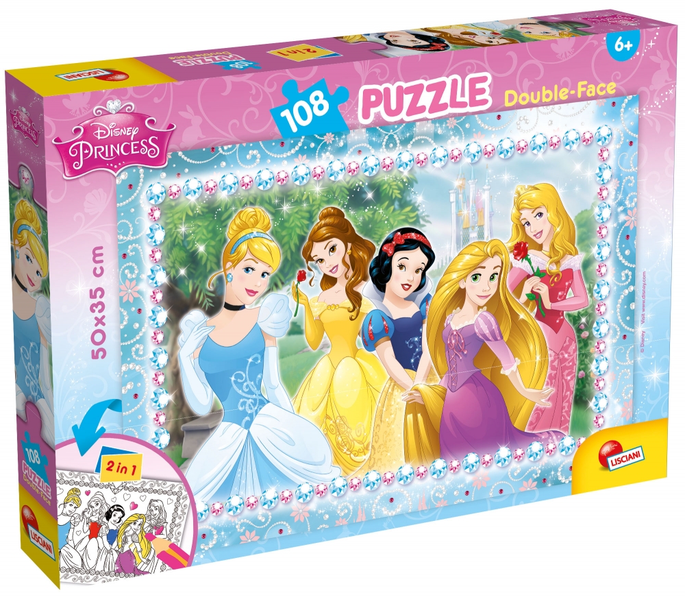 Puzzle, Lisciani, Printese, Puzzle cu doua fete 108 piese
