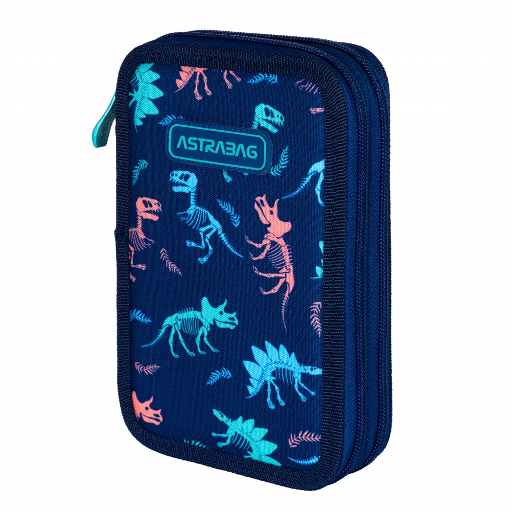 Penar dublu, Astrabag, Model Dinozauri, 20.5 x 13 x 4.5 cm, Multicolor