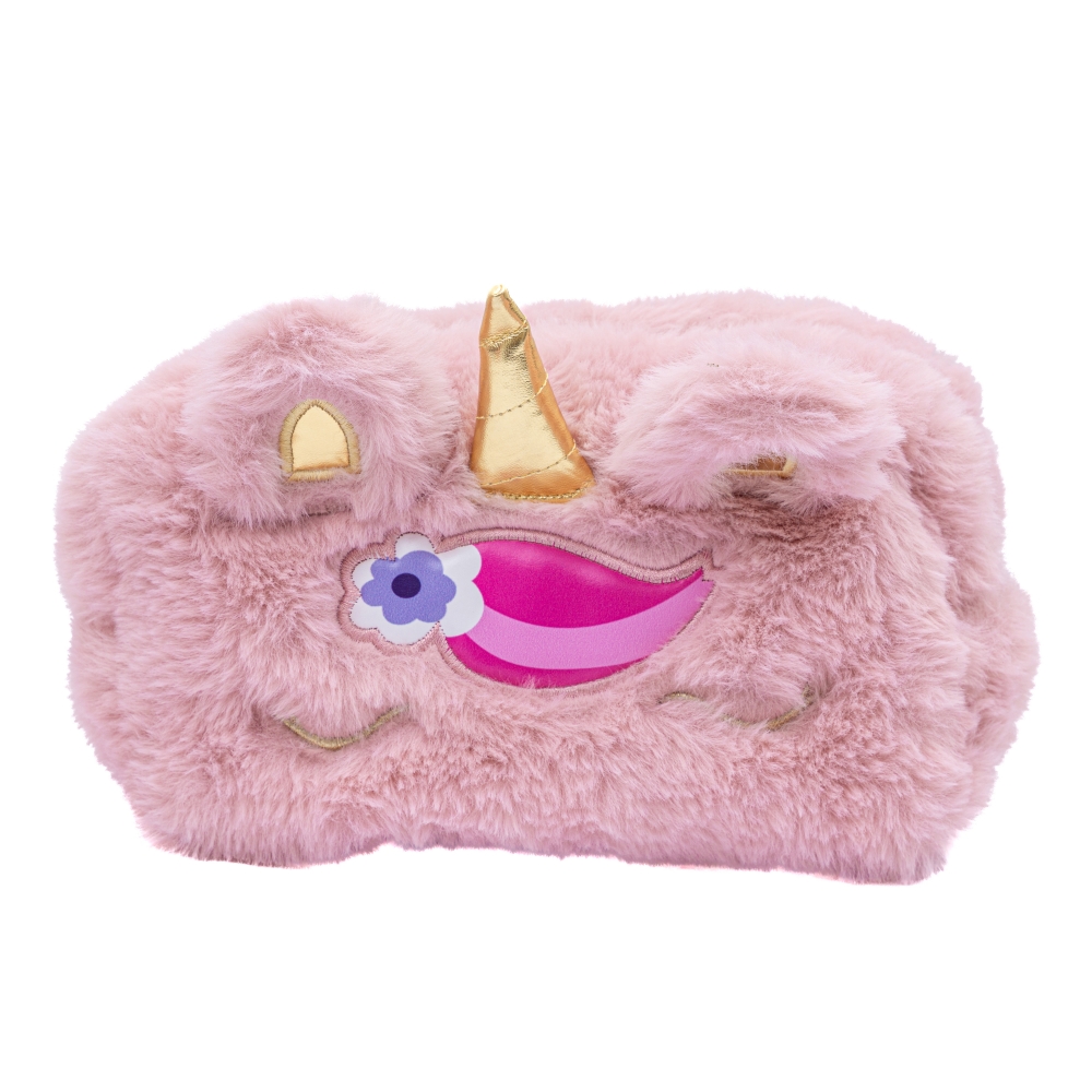 Geantă de toaletă fără accesorii ASTRABAG Unicorn pufos, 19 × 9 × 8 cm