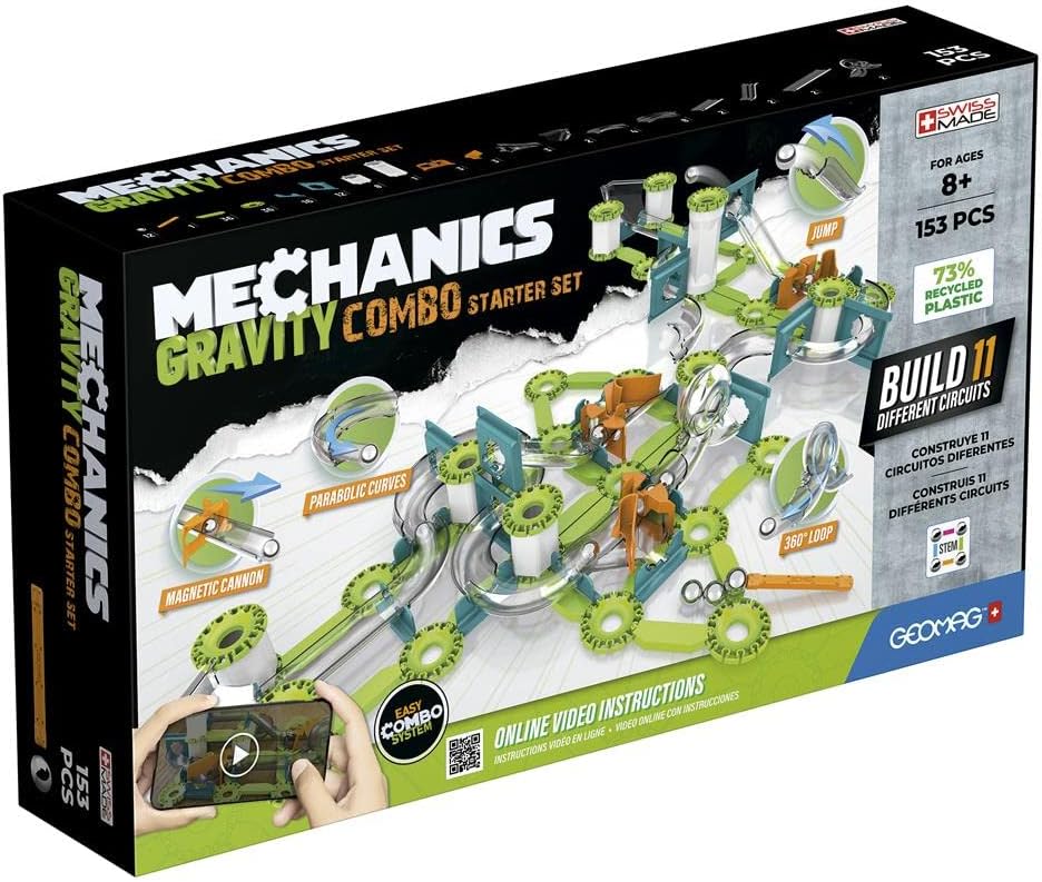 Set de constructie magnetic Geomag Mechanics Gravity Starter, 153 piese, Multicolor