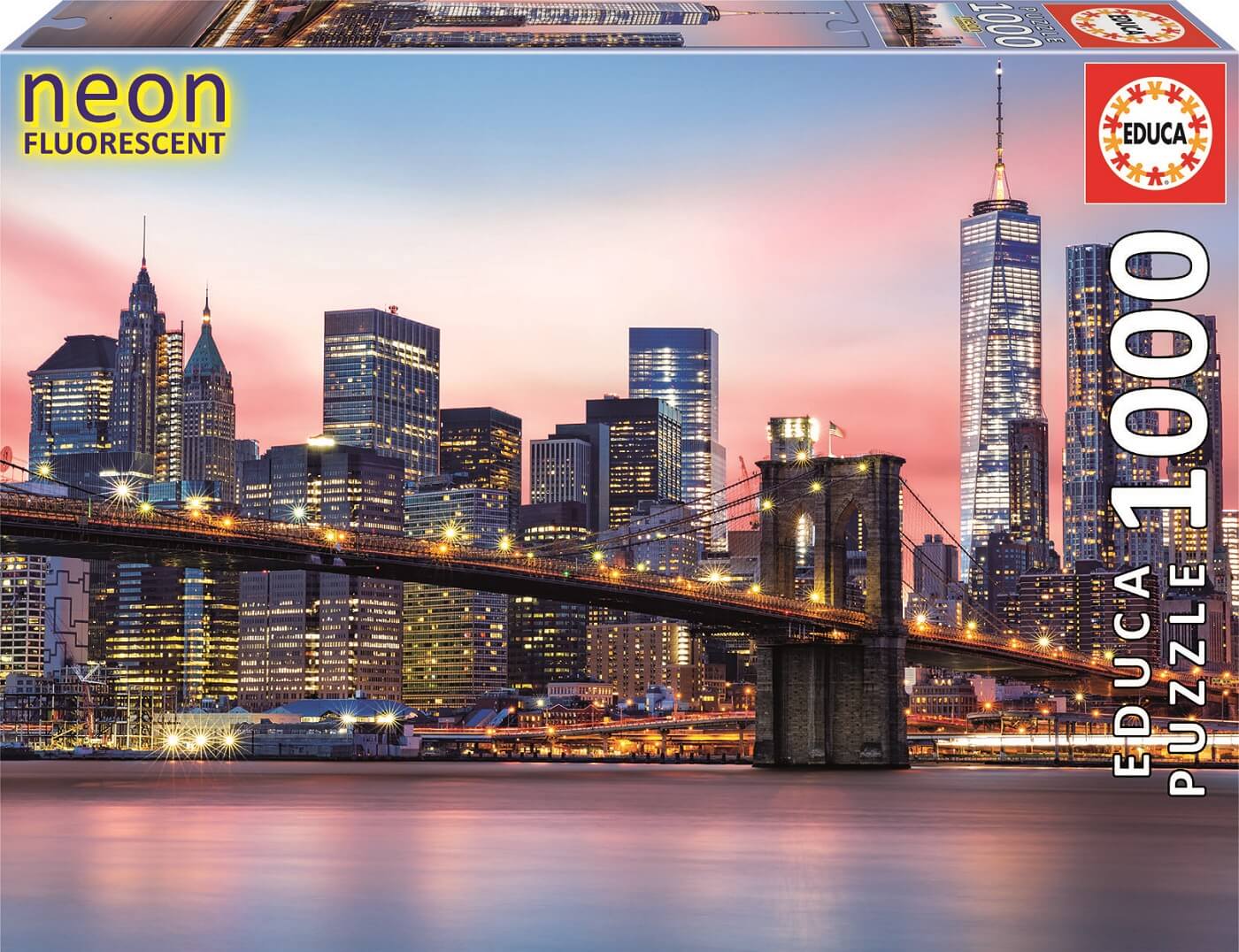Puzzle, Educa, Podul Brooklyn, neon, 1000 de piese