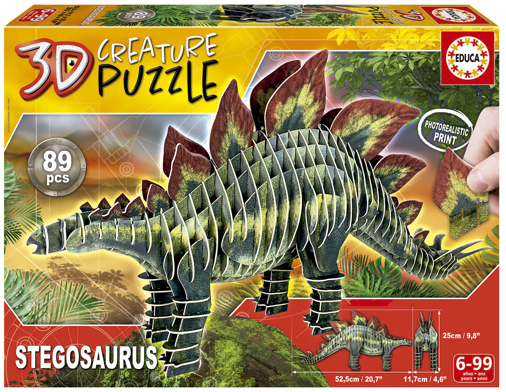 Puzzle 3D, Educa, Stegosaurus, 89 de piese