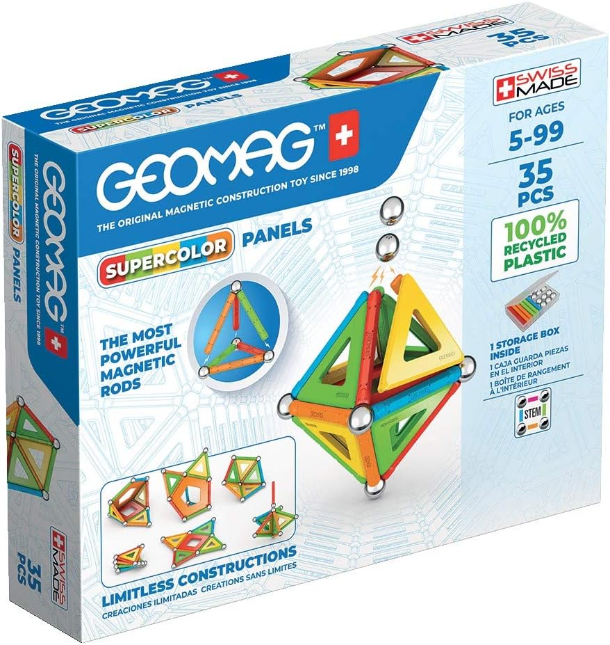 Constructor magnetic, Geomag, Supercolor Panels 377, 35 piese