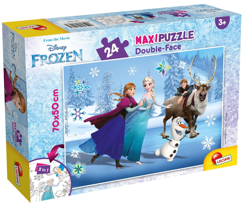 Puzzle de colorat maxi, Frozen la patinoar, 24 piese