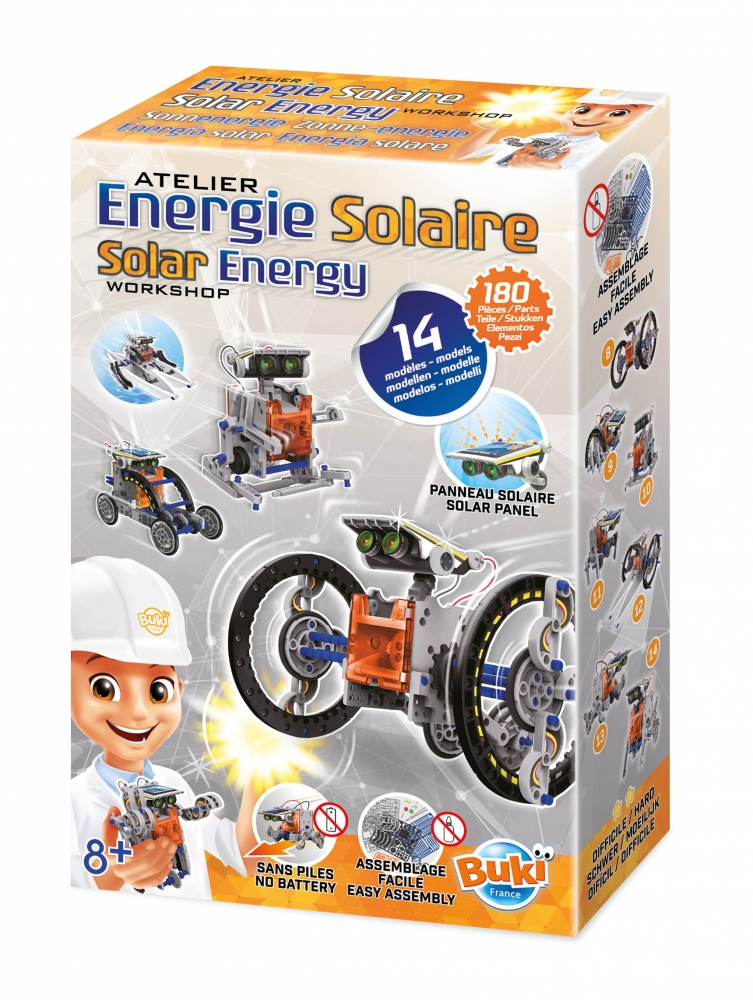 Kit de asamblare, Buki France, Energie solară 14 în 1, 180 de piese