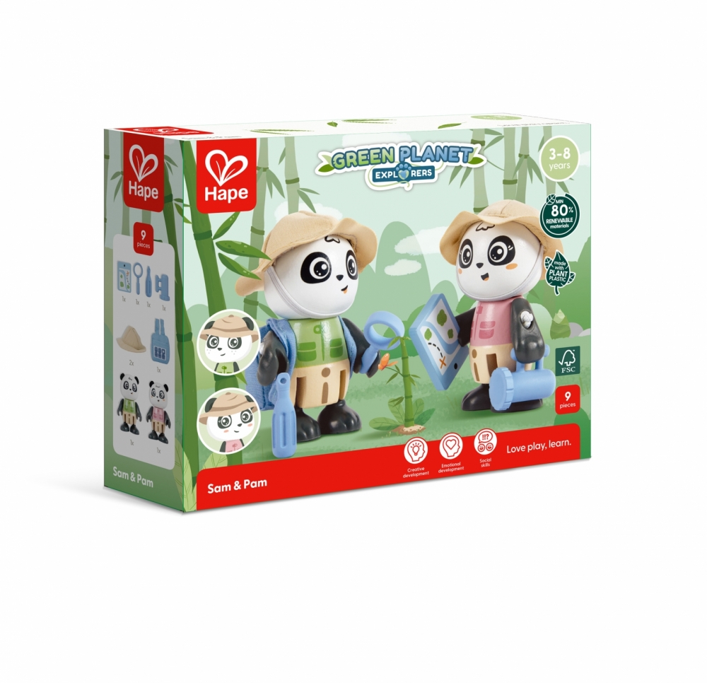 Set din lemn, Hape, Pam și Sam, 8 piese