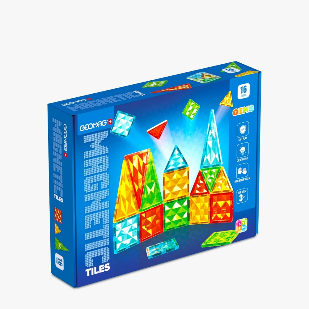 Constructor Magnetic, Geomag, Placi Multicolore, STEM, 16 Bucati
