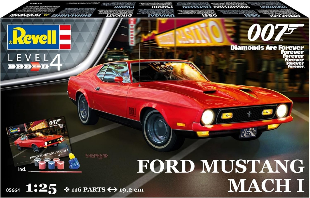 Set macheta, Revell, Ford Mustang Mach 1, James Bond 007, Diamonds Are Forever, 129 piese