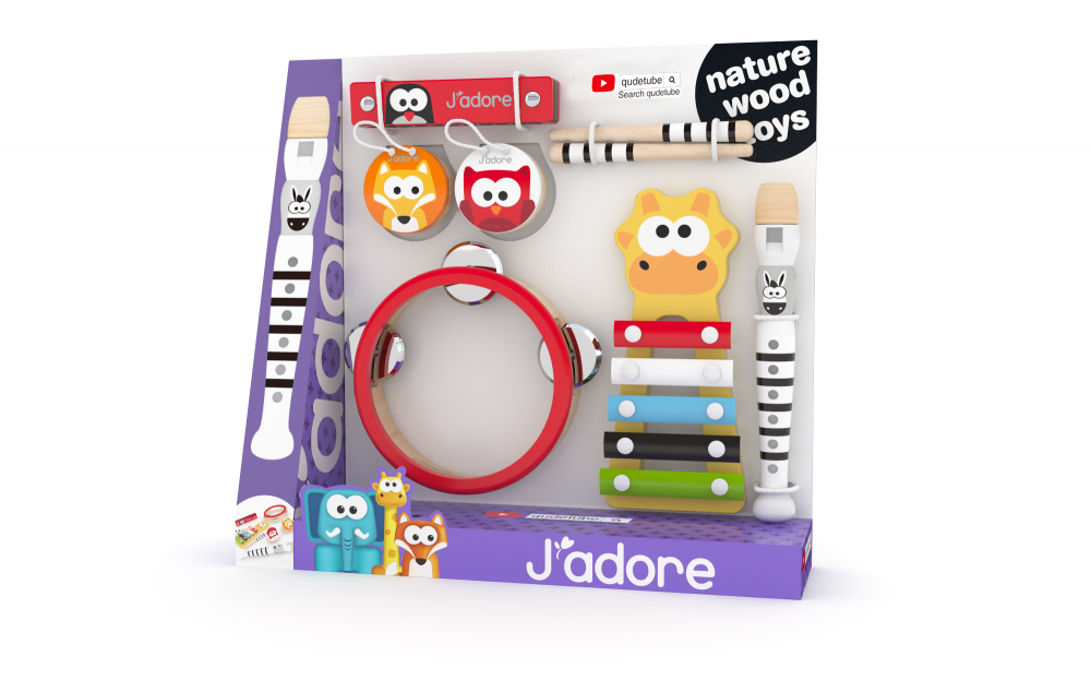 Set muzical din lemn, J′adore, 8 piese