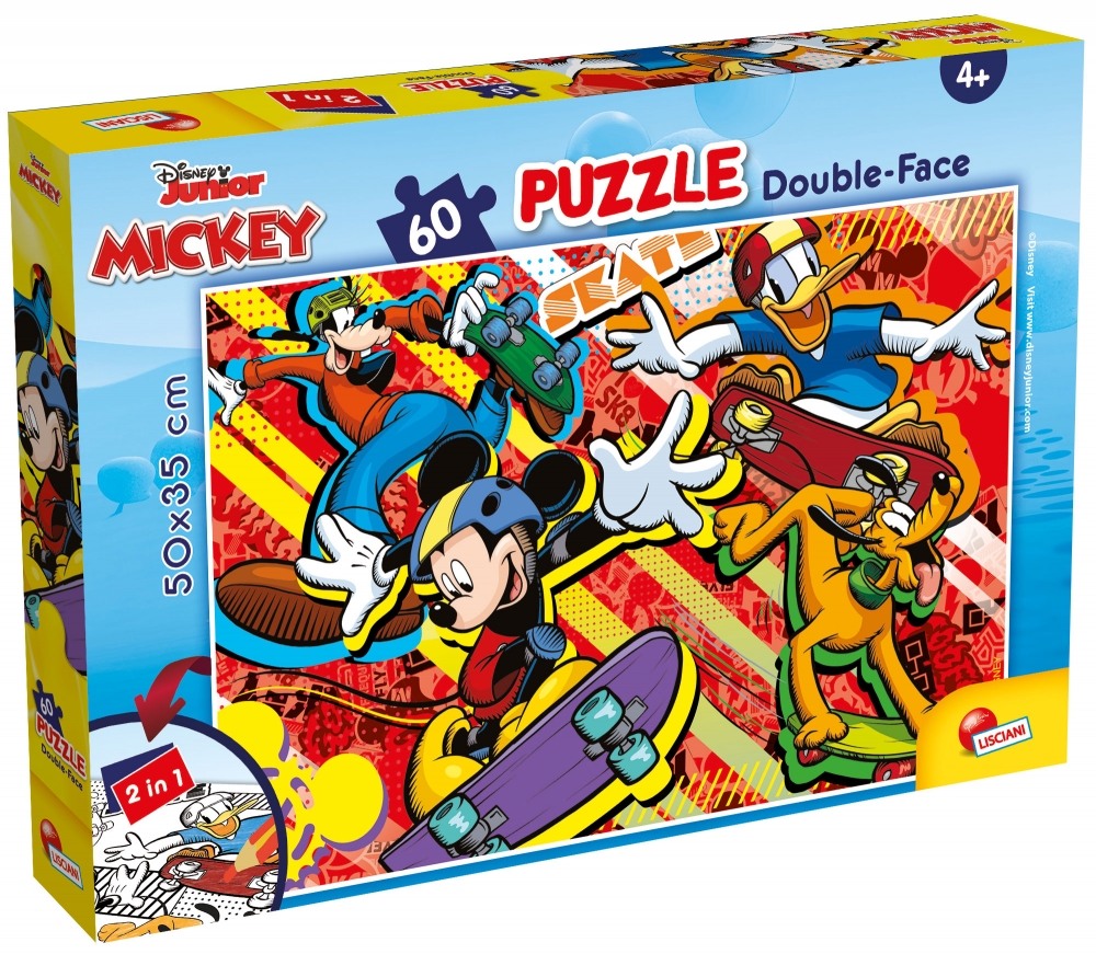 Puzzle, Lisciani, Mickey Mouse, Puzzle cu două fețe 60 piese