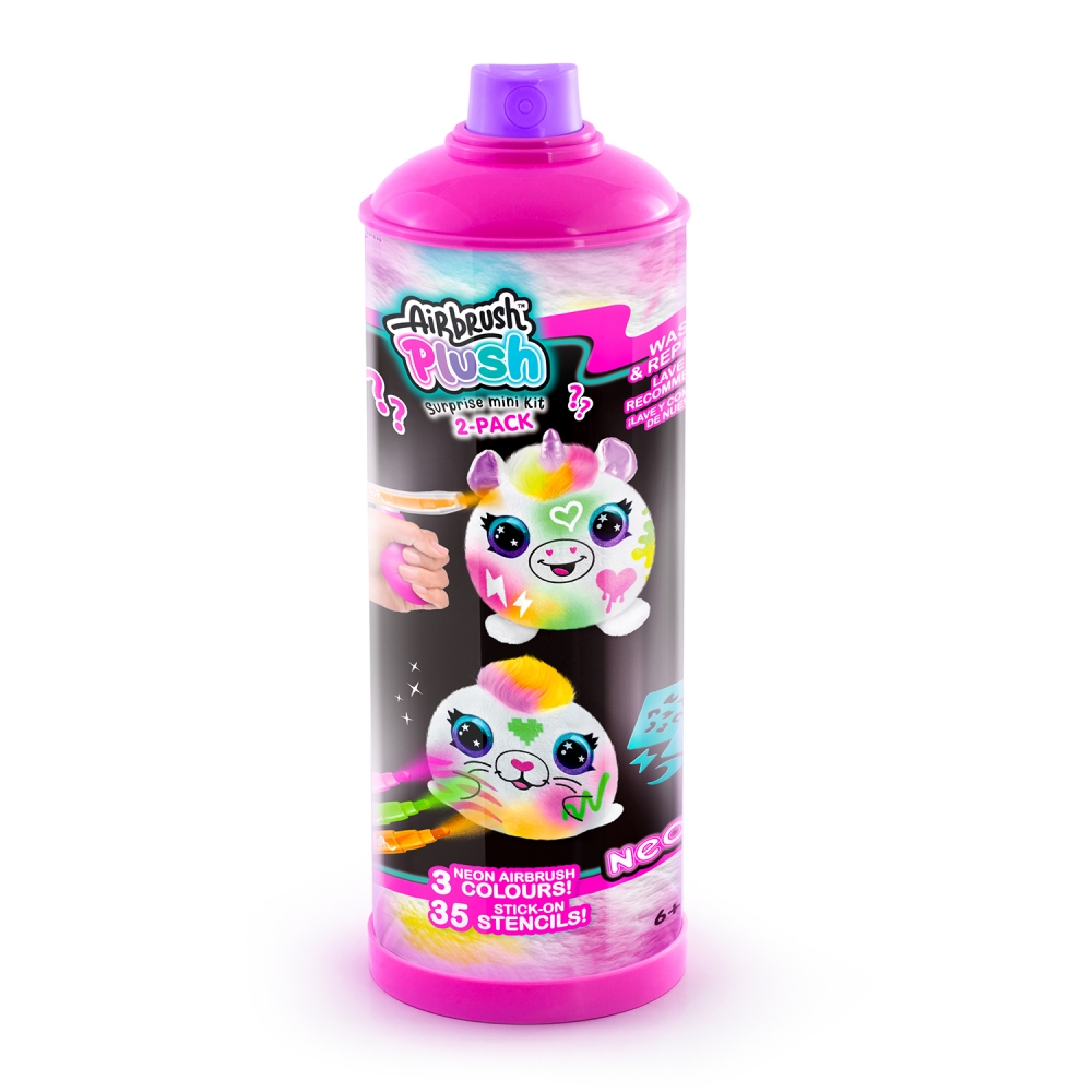 Set creativ, Canal Toys, mini jucarie de plus pentru colorat, Neon, 10 cm, 2 bucati
