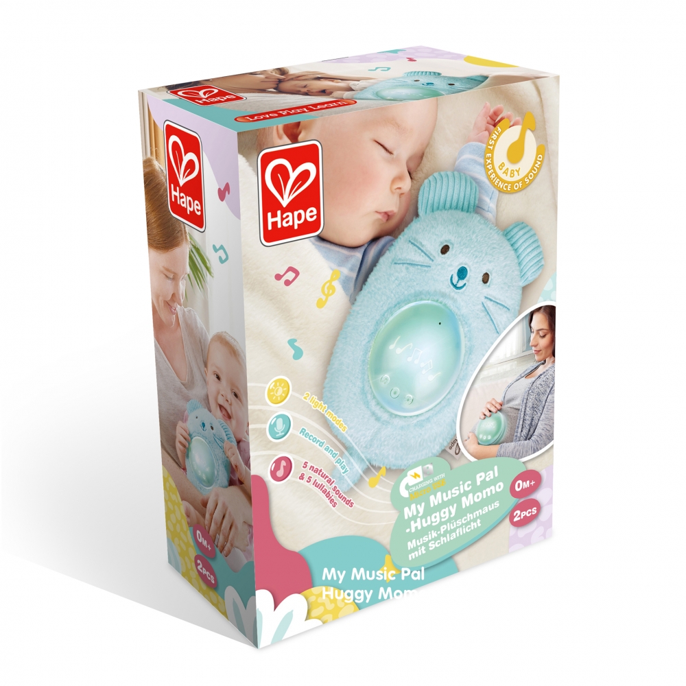 Jucarie interactiva, Hape, Lampa de somn muzicala de plus, Soarece, 23 x 15.5 x 9 cm