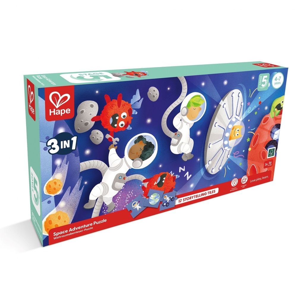 Puzzle, Hape, Galaxy 3 in 1, 36/36/36 parts