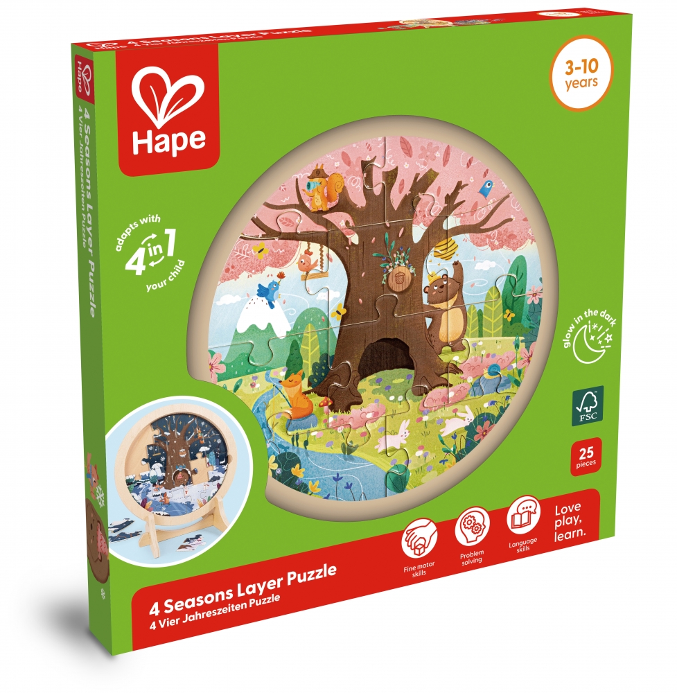 Puzzle educativ din lemn, Hape, anotimpuri