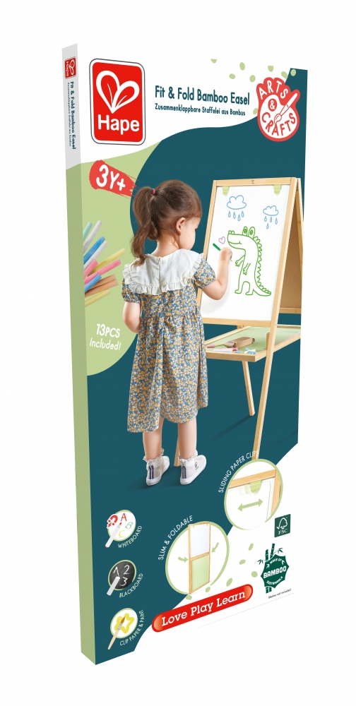 Plansa de desen pentru copii, sevalet din bambus, Hape, 94 x 56 x 44 cm