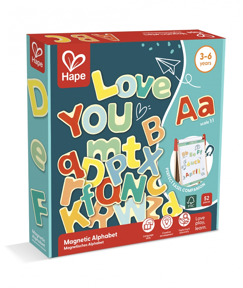 Set de litere magnetice, Hape, alfabet englez, 52 de piese