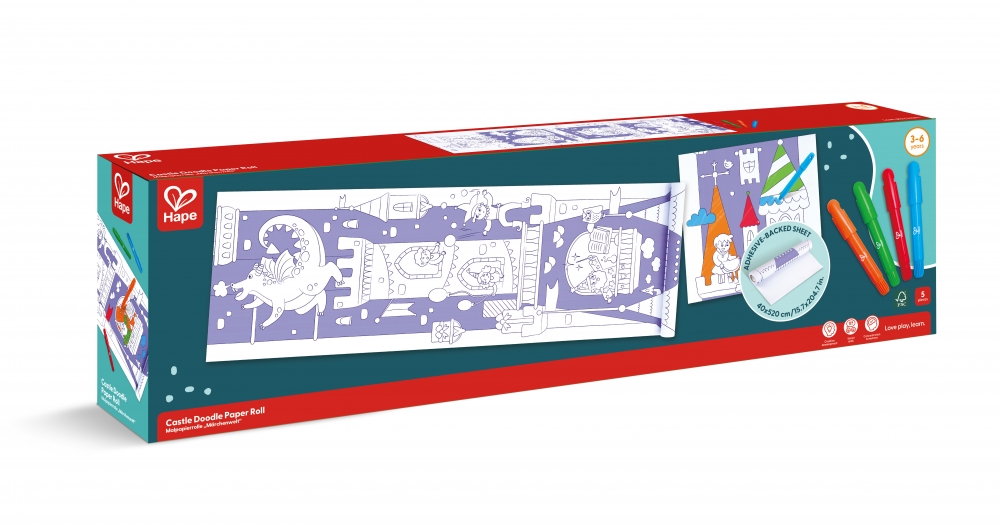 Set creativ, Hape, Rolă de hârtie de colorat, Castel fantastic