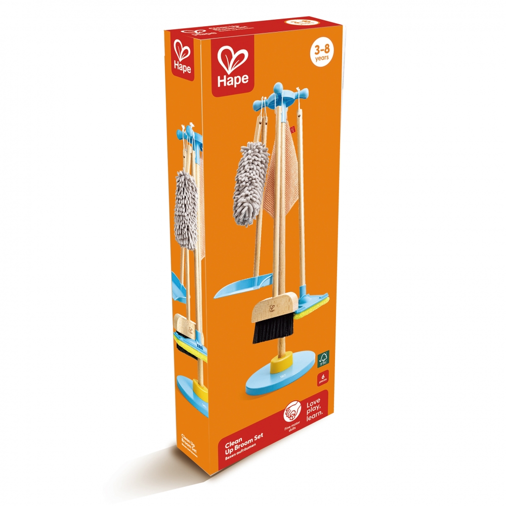 Jucarie pentru copii, set Hape, Matura si suport de curatare, 6 piese