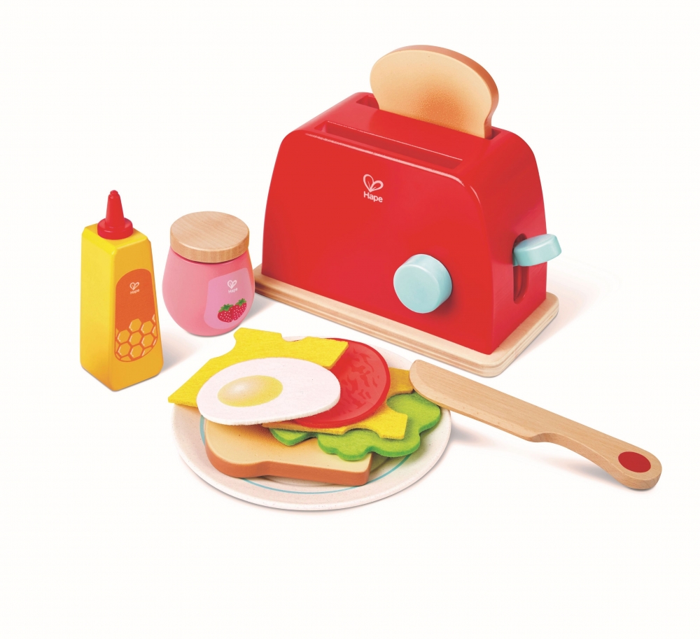 Set de joaca, Hape, Prajitor de paine din lemn Fun, 8 piese