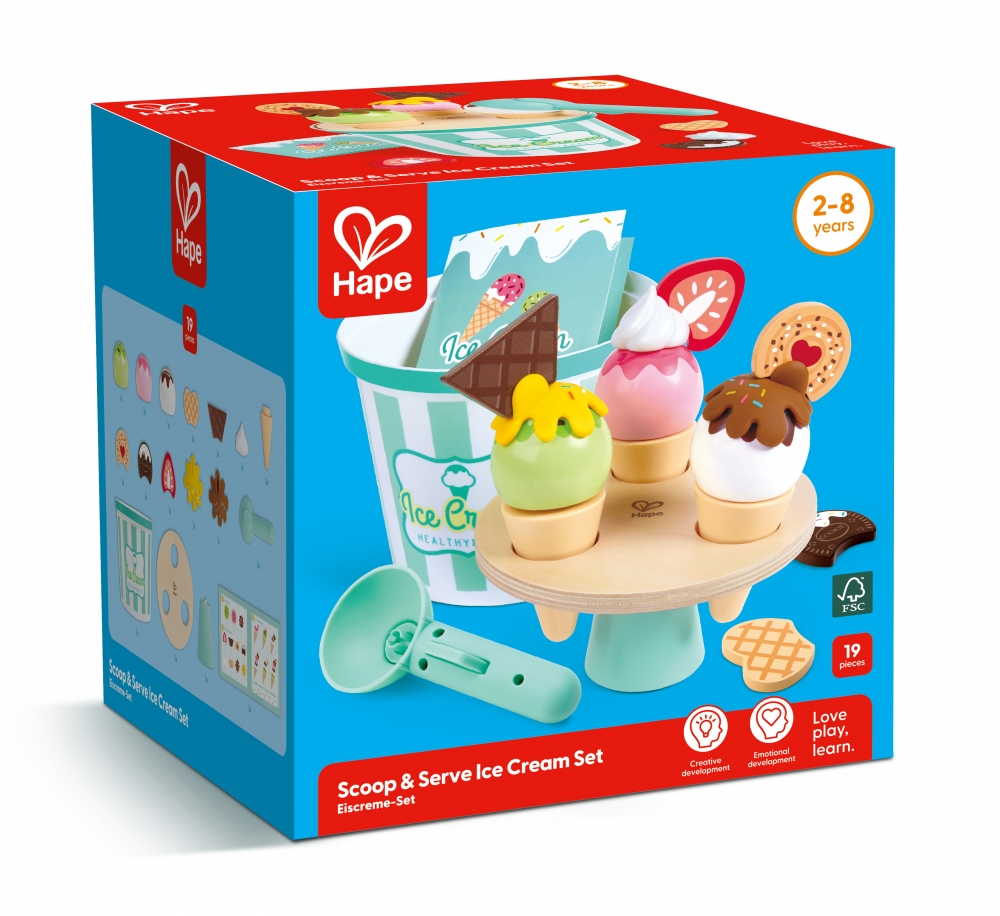 Set de joaca, Hape, Set de inghetata, 19 piese