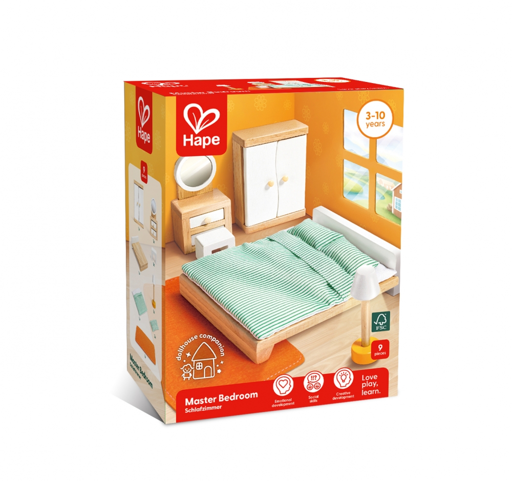 Mini mobilier, Hape, Dormitor, 9 piese