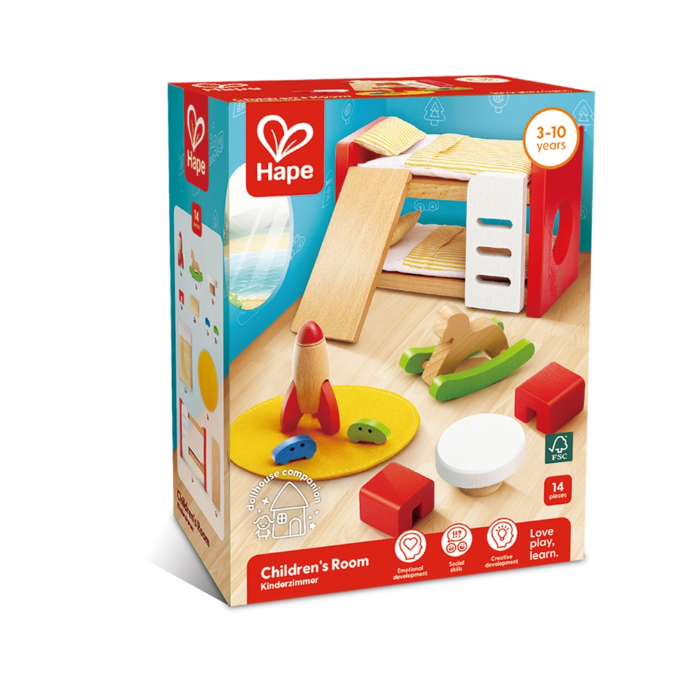Mini mobilier, Hape, Cameră pentru copii, 14 piese