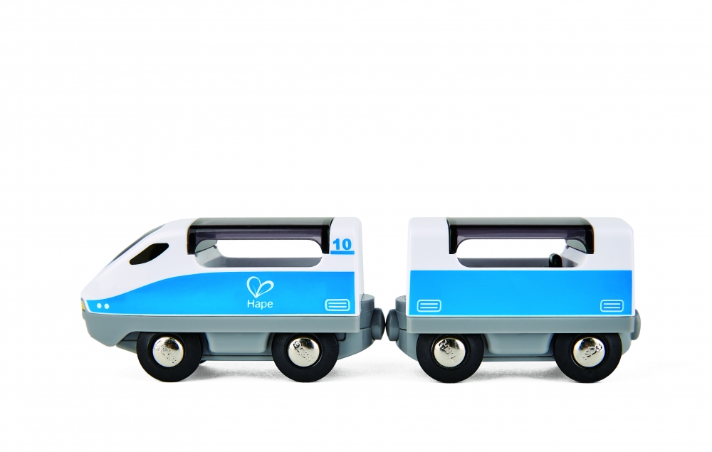 Set din lemn, Hape, tren Intercity, Albastru