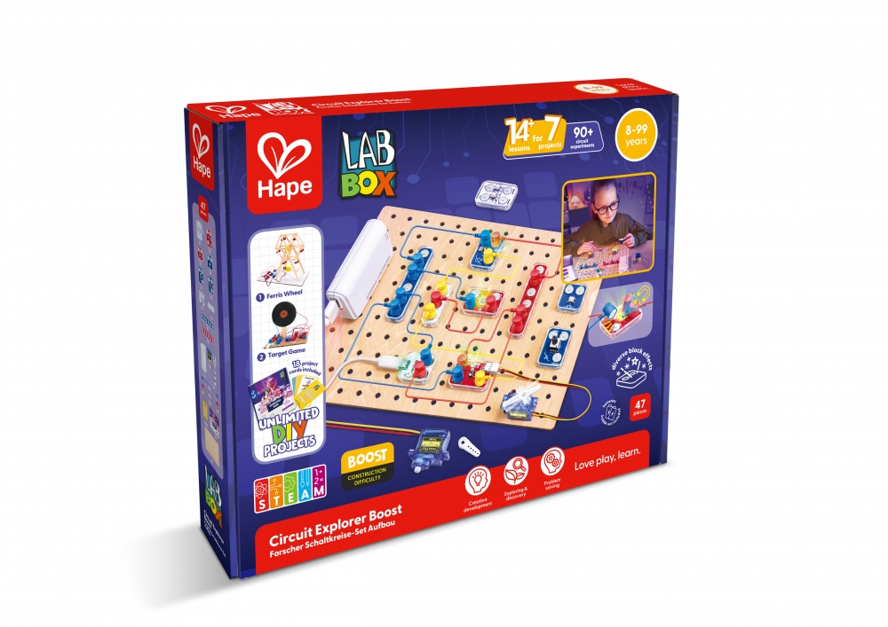 Set educațional, Hape, LabBox, Explorarea circuitelor, Nivel superior, 47 de piese