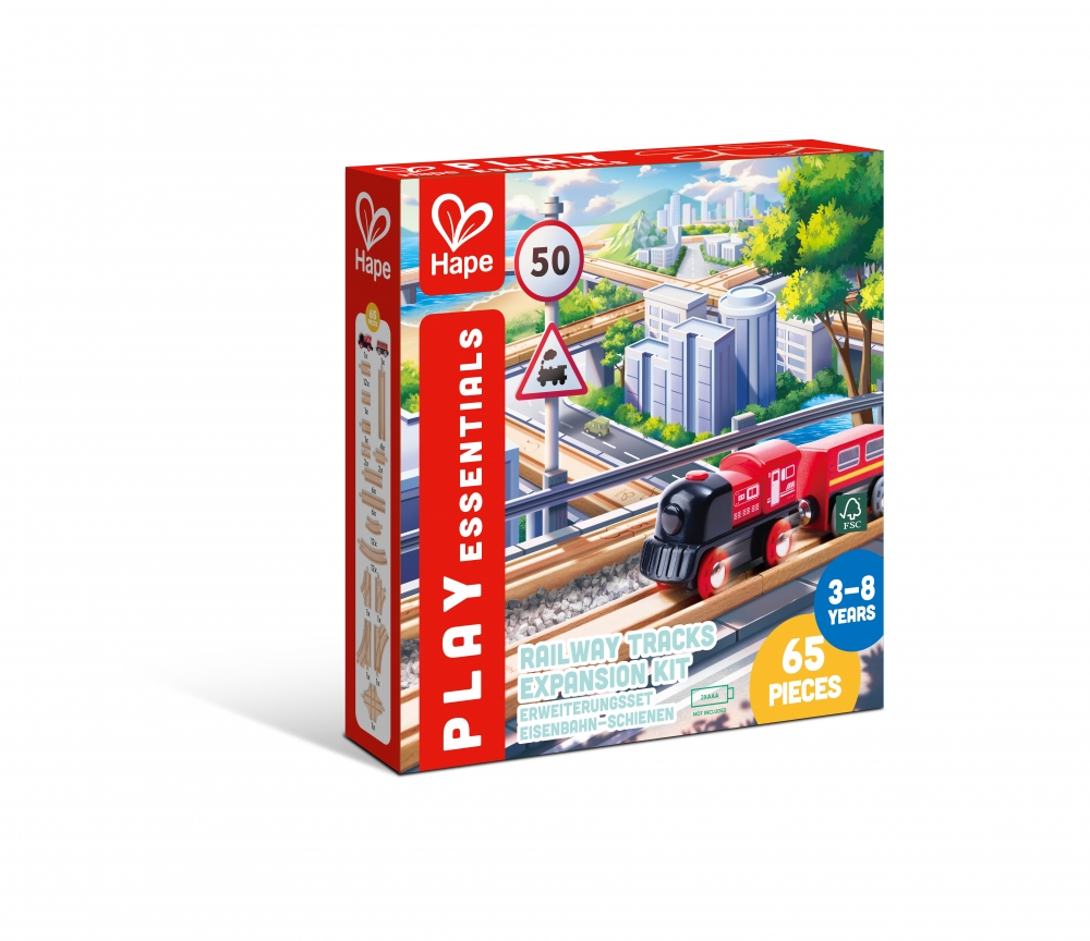 Set de cale ferată, Hape, Set de extindere, 65 de piese