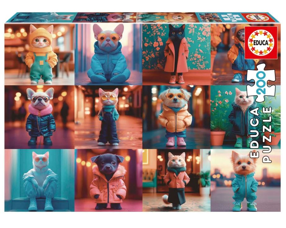 Puzzle, Educa, Animale la modă, 200 de piese