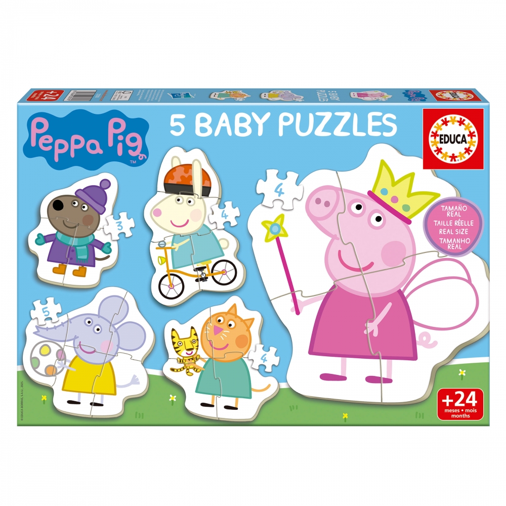 Puzzle progresiv, Educa, Peppa Pig, 5 în 1, 3/4/4/4/5 piese