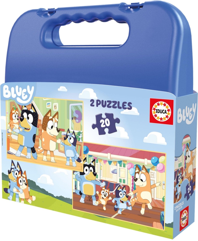 Puzzle într-o valiză, Educa, Bluey, 2 x 20 de piese
