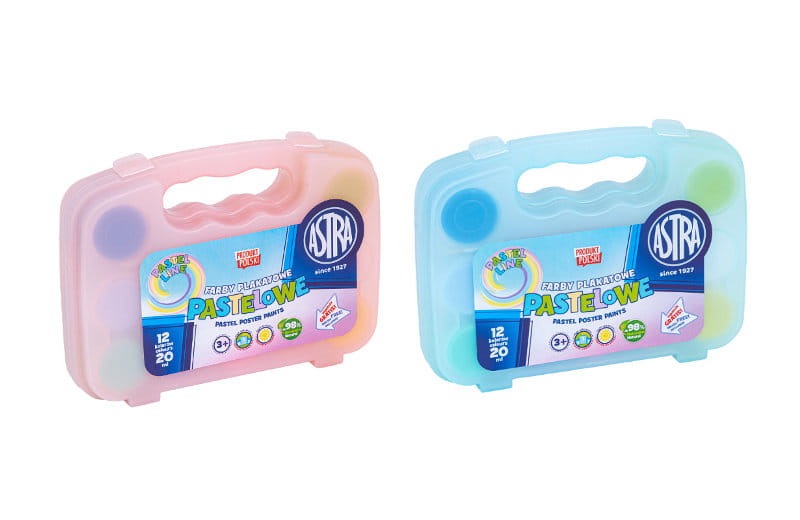 Set pasteluri postere in valiza, Astra, 12 culori x 20 ml.