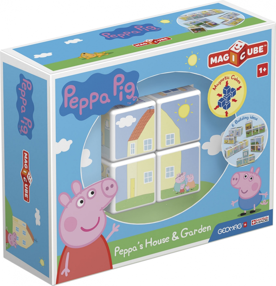 Joc De Constructie Magnetic, Geomag, Peppa Pig - Peppas House & Garden Magicube, 4 Piese