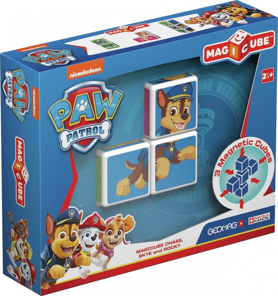 Set de constructie magnetic Geomag, Magicube - Paw Patrol, Chase, Skye si Rocky