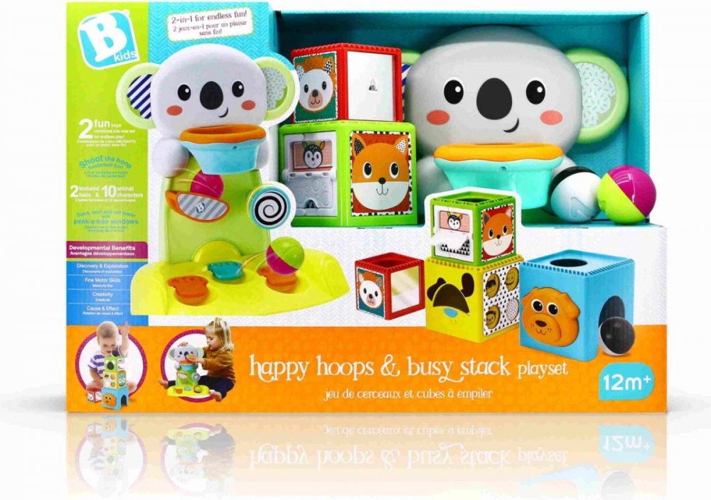 Set de joacă pentru bebeluși, Infantino, B Kids, Coș de joacă și cuburi stivuibile