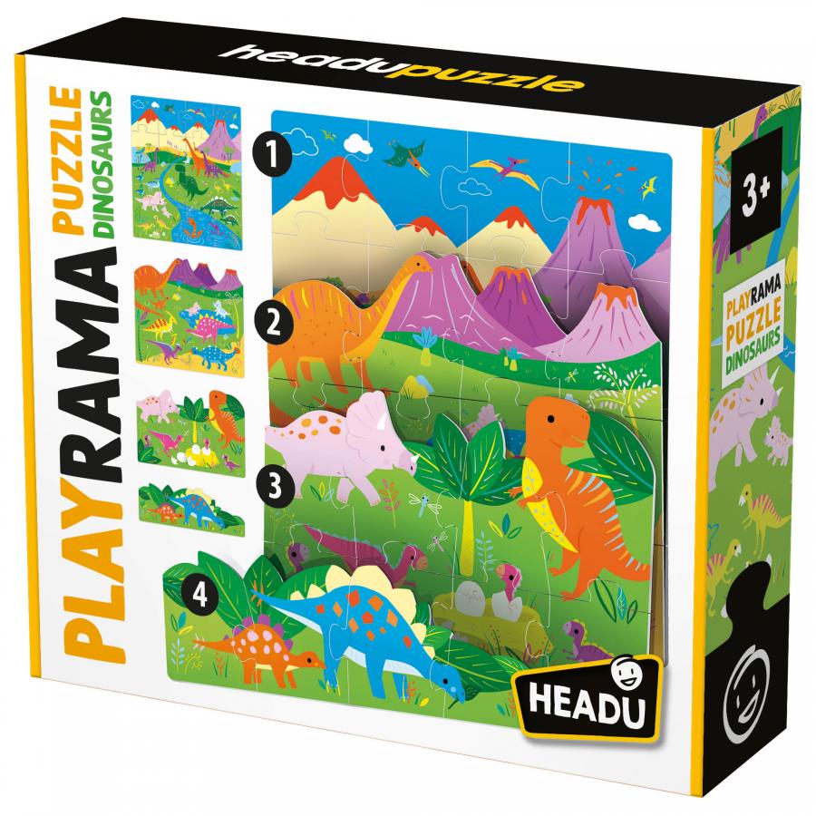 Puzzle, Headu, Playrama, Dinozaurii, 40 piese