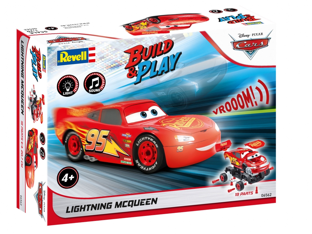 Kit de asamblare Junior, Revell, Disney Cars, Fulger McQueen, Cu sunet si lumina, 19 piese