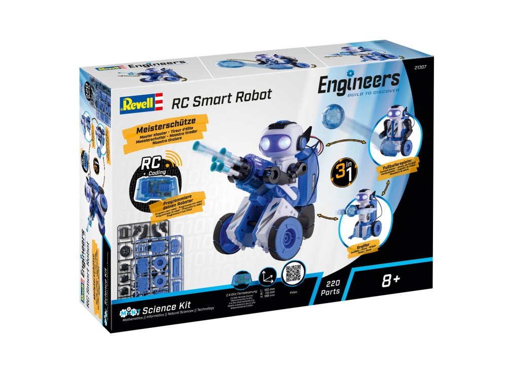 Model de asamblare, robot radiocomandat 3 în 1, Revell, Ingineri, Construiește, Explorează, Descoperă, 220 de piese