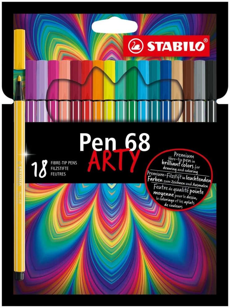 Set Carioci Stabilo Pen 68 Arty, 1.0 mm, 18 culori