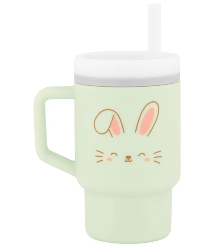 Cana din silicon, Infantino, Iepuraș, cu pai, 270 ml