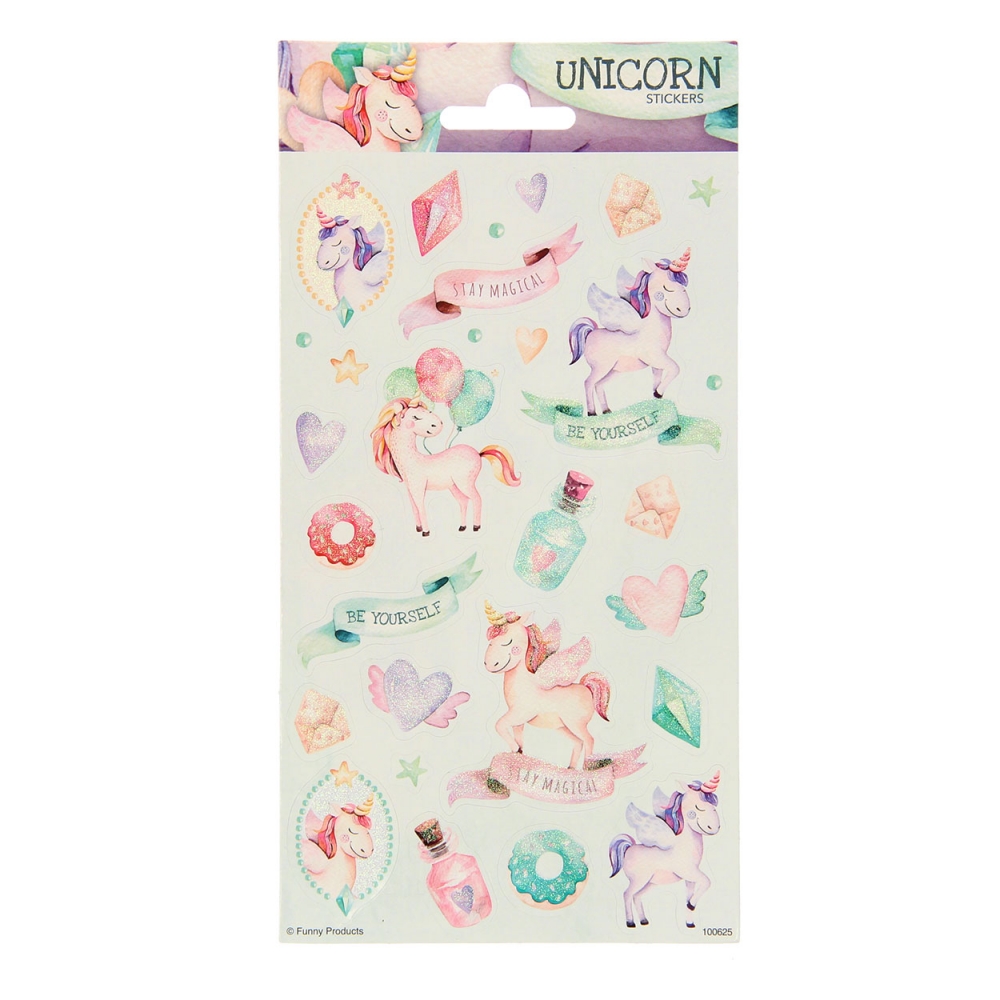 Autocolante cu sclipici, Totum, Unicorn, 24 piese