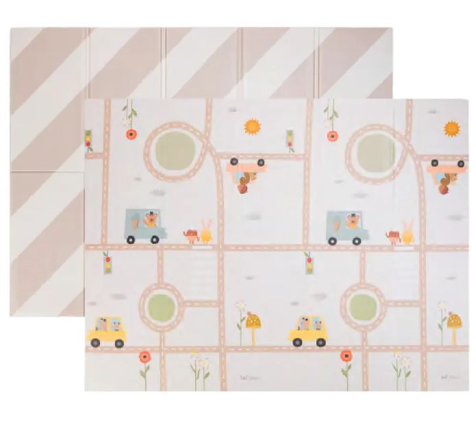 Covoras dublu-adeziv din spuma pentru bebelusi, Taf Toys, Aventuri pe sosea, 150 x 200 cm
