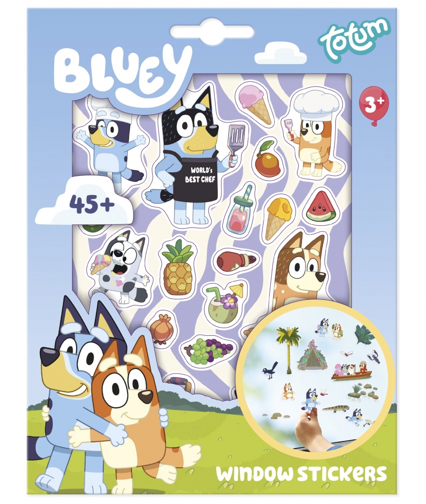 Set creativ Totum, Bluey, Autocolante pentru sticlă, 45 de piese