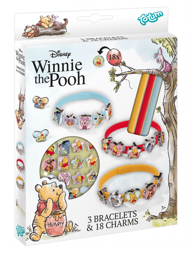 Set creativ, Totum, Winnie the Pooh, brățări DIY, 3 piese